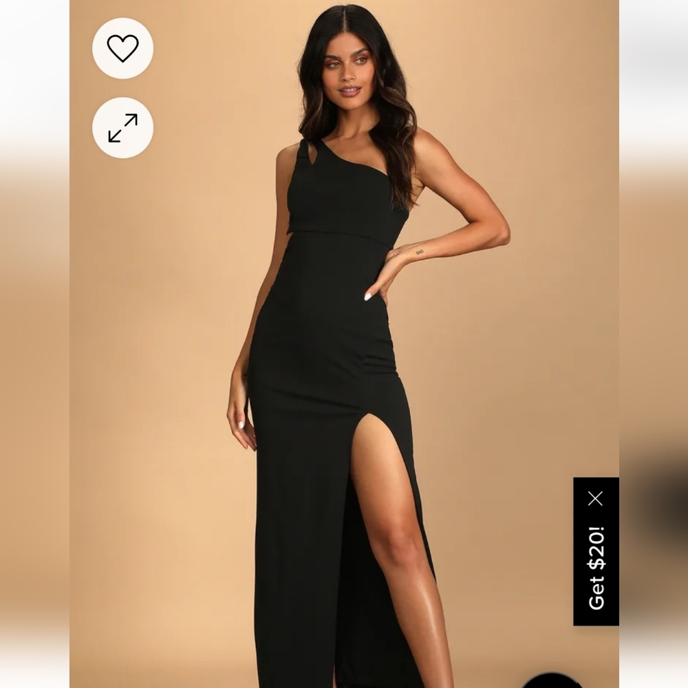 Lulus Black One Shoulder Cutout Maxi Dress XS